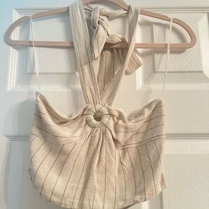 Striped Cream Halter Top